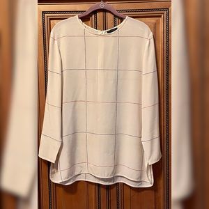 THEORY Geometric Silk Blouse Large